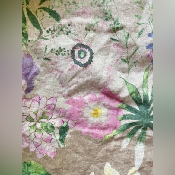 John Mark Linen Cream Blouse with Pink Floral Print Blouse‎ - Picture 5 of 11
